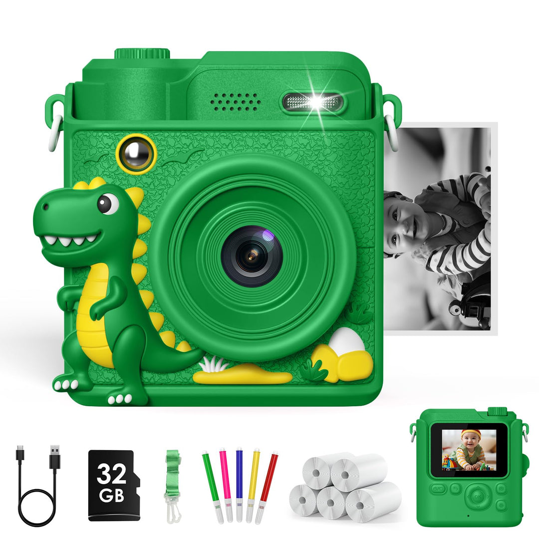 Gofunly Sofortbildkamera Kinder, 1080P HD Kinderkamera Sofortbildkamera mit 32GB Karte & DruckerPapi