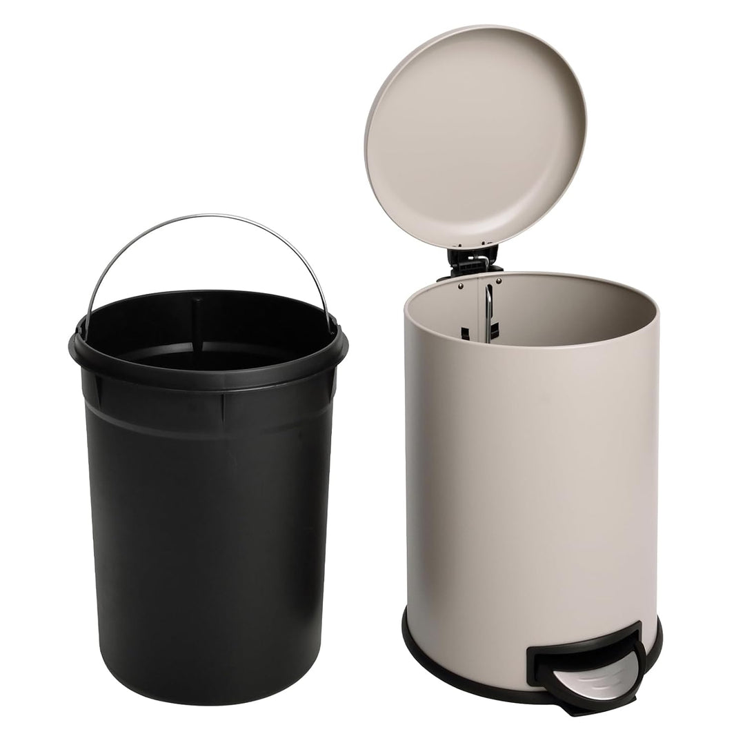 SVITA T20 Mülleimer Treteimer Abfalleimer 20 Liter inkl. Inneneiner rund Küchen-Hilfe Taupe, Taupe