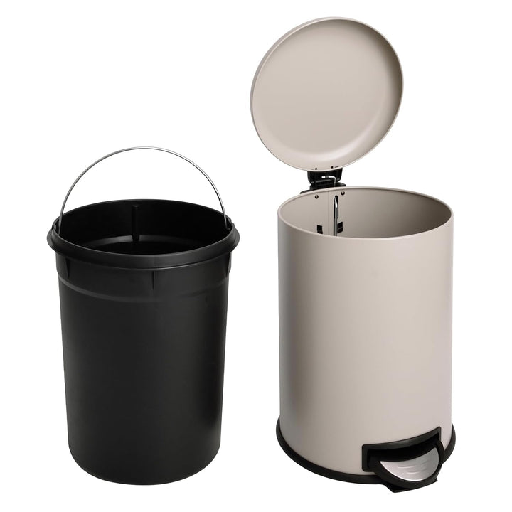 SVITA T20 Mülleimer Treteimer Abfalleimer 20 Liter inkl. Inneneiner rund Küchen-Hilfe Taupe, Taupe