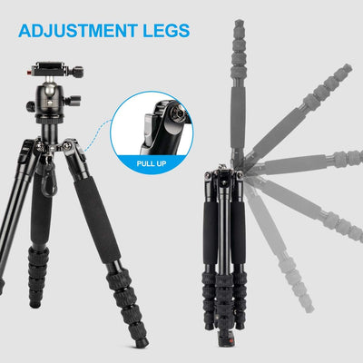 SIRUI Leicht Reise Travel Kamera Stativ Tripod,132cm Aluminium mit 360°Panorama Kugelkopf und Arca S