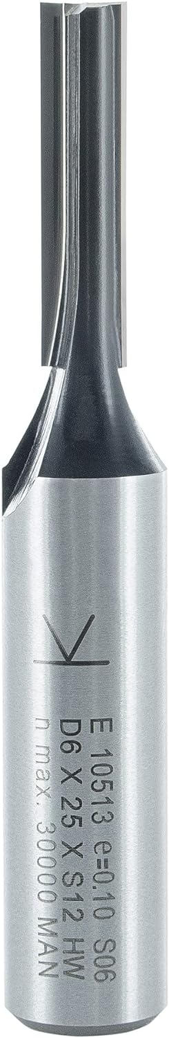 ENT 10513 Nutfräser HW, Schaft (S) 12 mm, Durchmesser (D) 6 mm, NL 25 mm, SL 40 mm, GL 73 mm D=6 / N