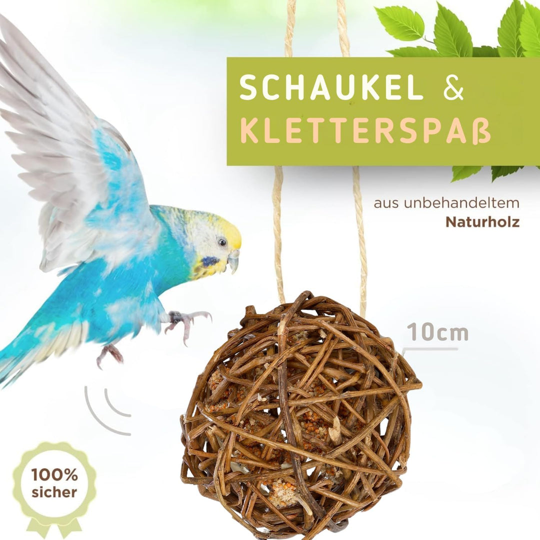 Kolbenhirse gefüllte Weidenkugel 2er Pack - handgefertigt in Deutschland - Erstaunlicher Spielspass