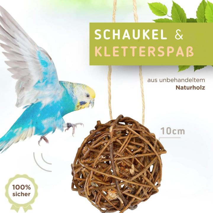 Kolbenhirse gefüllte Weidenkugel 2er Pack - handgefertigt in Deutschland - Erstaunlicher Spielspass