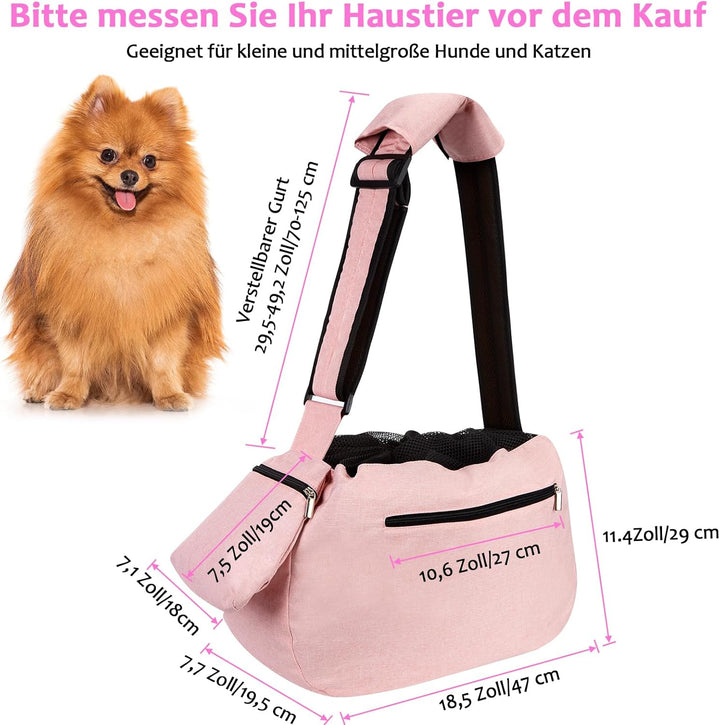 Ownpets Hundetragetasche Bis 11kg Mit Schulterpolster und Fronttasche, Sling, Tragetücher für Hunde,
