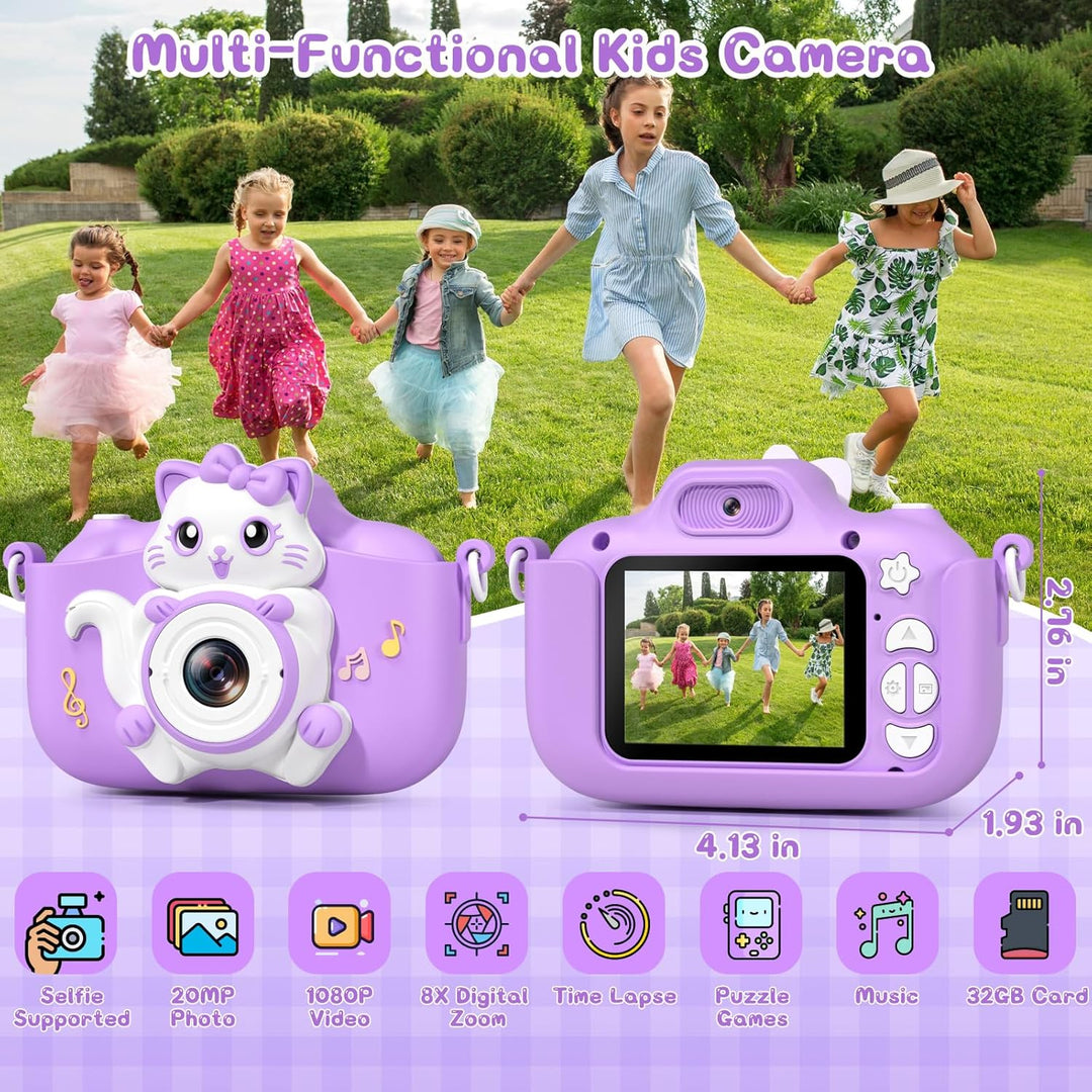 Kinderkamera, Gofunly Kinder Kamera 1080P 2,0-Zoll-Bildschirm Selfie Digitalkamera mit 32GB-Karte fü