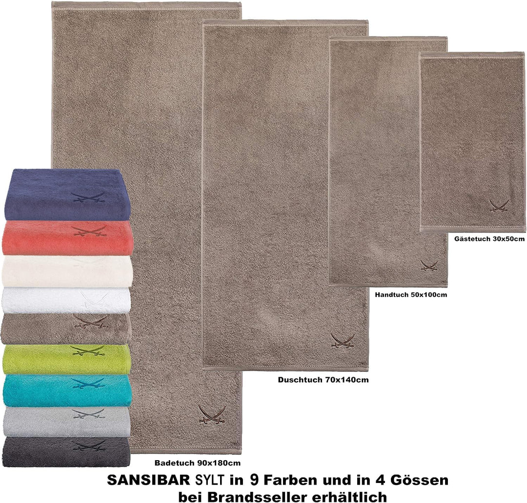 Sansibar Handtuch mit gesticktem Säbel Logo Badtuch 100% Baumwolle 50x100 cm (6er Set, Blau) 6er Set