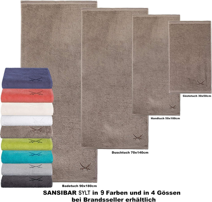Sansibar Gästetuch mit gesticktem Säbel Logo Set Handtuch Seiftuch 100% Baumwolle 30x50 cm (6er Set,