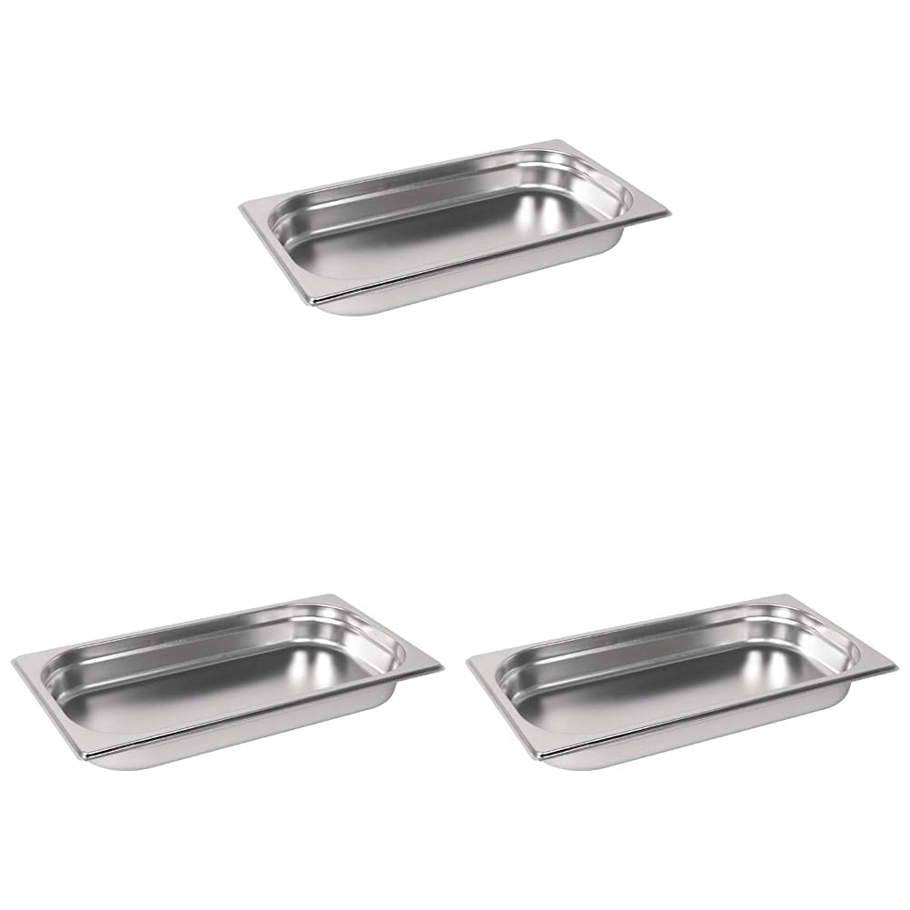 Vogue GN-Behälter Edelstahl 1/3 Gastronorm, 40 mm, 325 x 176mm (Packung mit 3)