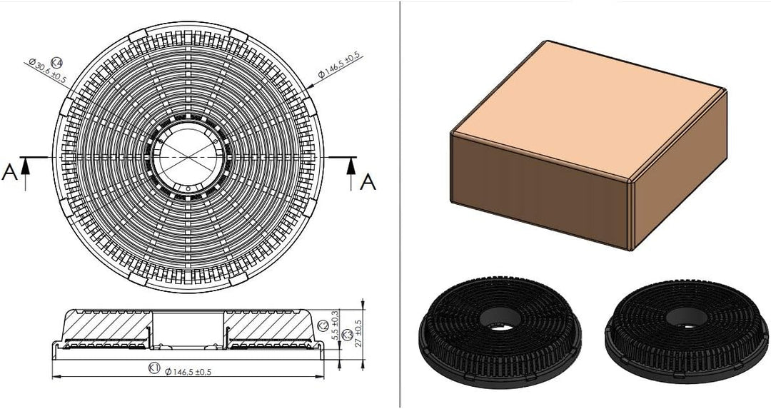 Simfer 2x Aktivkohlefilter Dunstabzugshaube, Passend für divers. Modelle Dunstabzugshauben von Simfe