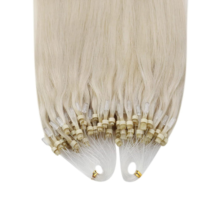YoungSee Microring Extensions Echthaar Platinblond Microring Extensions Blond 45cm Micro Loop Hair E