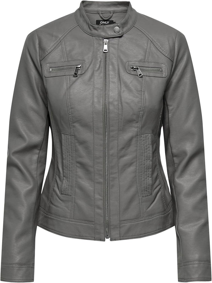 ONLY Damen Onlbandit Faux Leather Biker OTW Noos Jacke 32 Plum Kitten, 32 Plum Kitten