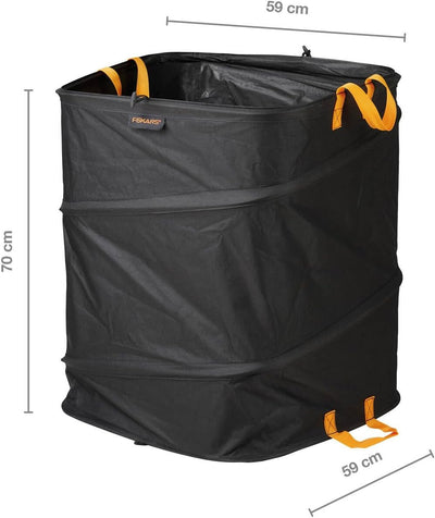 Fiskars Grosser PopUp-Gartensack mit Griffen, Platzsparend faltbar, Fassungsvermögen: 219 L, Höhe: 7