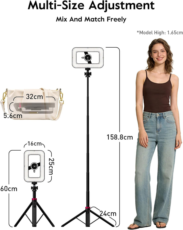 15W Ringlicht mit Stativ, 6000mAh Magnetisches Handy Stativ mit Ringlicht, 2500K–9000K Dimmbar, Trag
