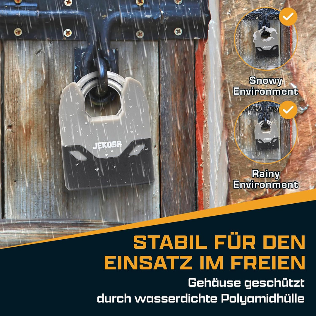 SDP66 Heavy Duty Vorhängeschloss mit 5 Schlüsseln – 11 mm schnittfester Stahlbügel, wasserdichte Sch