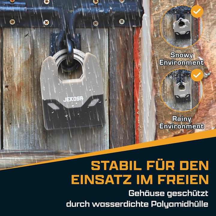 SDP66 Heavy Duty Vorhängeschloss mit 5 Schlüsseln – 11 mm schnittfester Stahlbügel, wasserdichte Sch