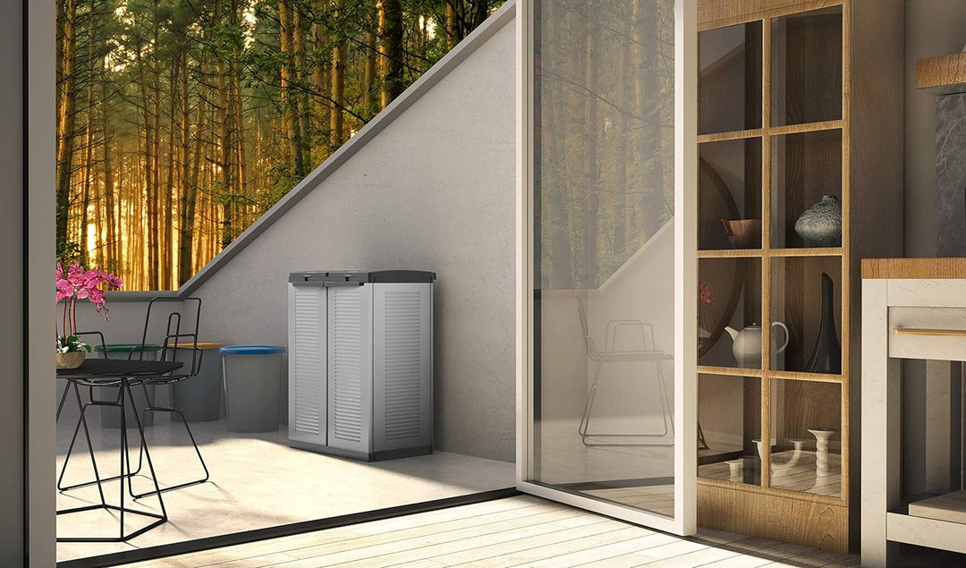 Terry, Ecocab 2 , Schrank zum Mülltrennen, für den Innen- und Aussenbereich, 2 separate Fächer - 68x