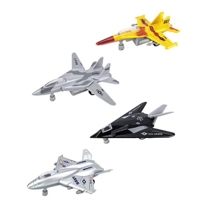 4stücke Trägheitsflugzeug-Spielzeug Kleine Flugzeug-Modelle Reibungsangetriebene Flugzeug-spielzeuge
