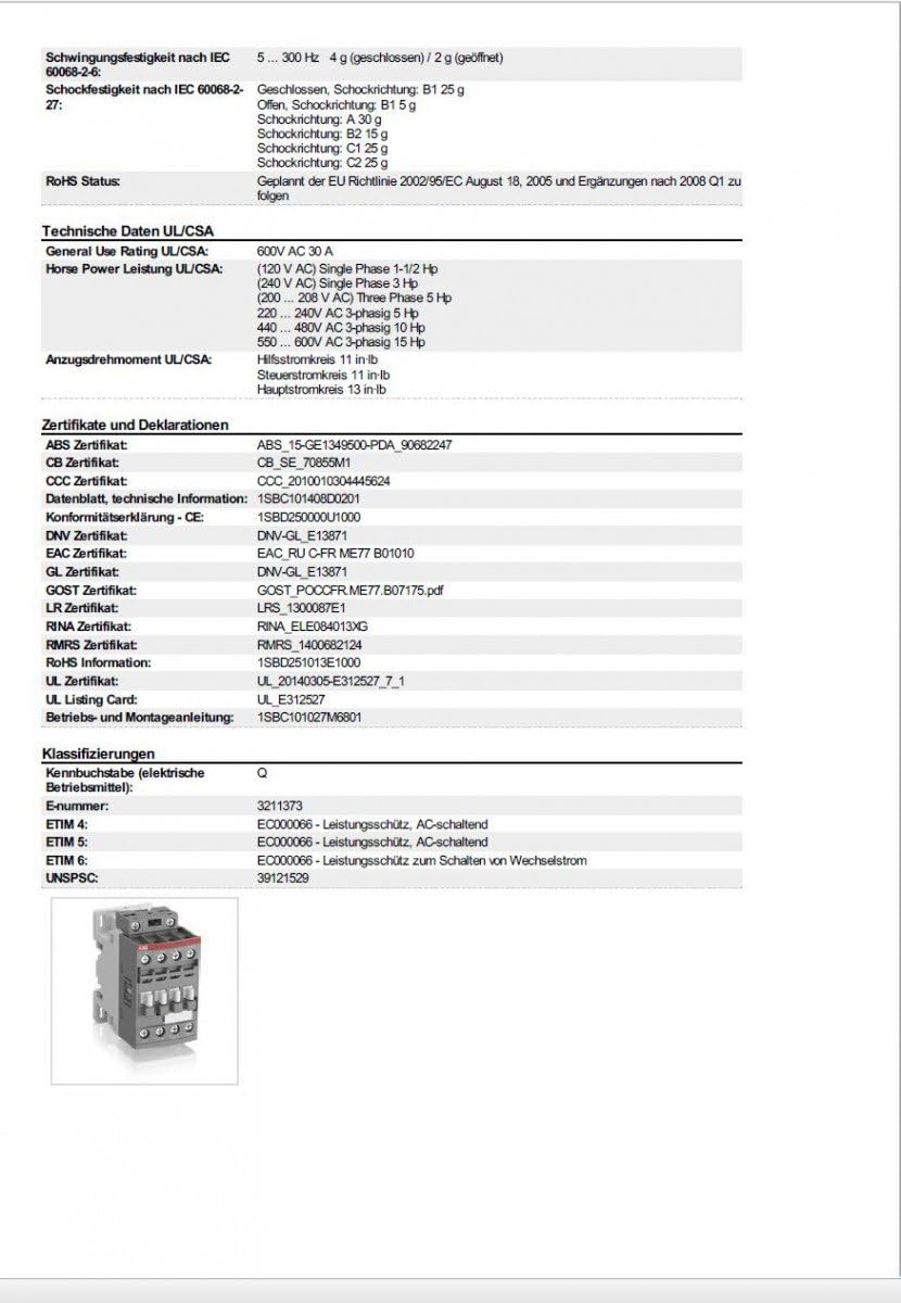ABB AF16-30-01-13 AF Leistungsschütz / 230 V ac Spule, 3 -polig 3 Schliesser, 690 V ac / 10,5 A