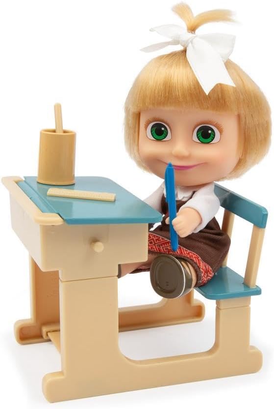 Giochi Preziosi MASHA & The Bear - Playset Klasse und Puppe Masha Höhe 12 cm, Schulklasse mit Zauber