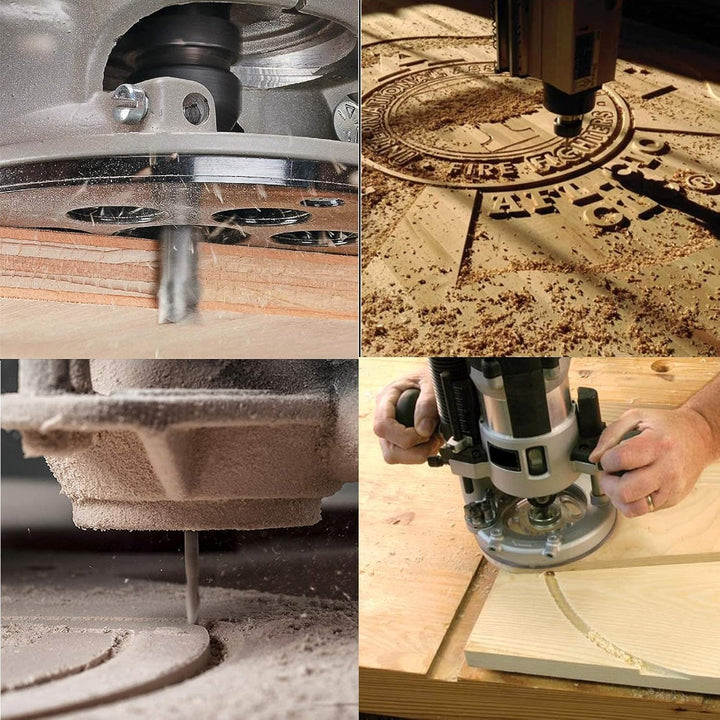 SpeTool 5 Stück Kompressions CNC Spiralfräser 3,175mm (1/8 Zoll) Schnittdurchmesser Schaft 22 mm Sch