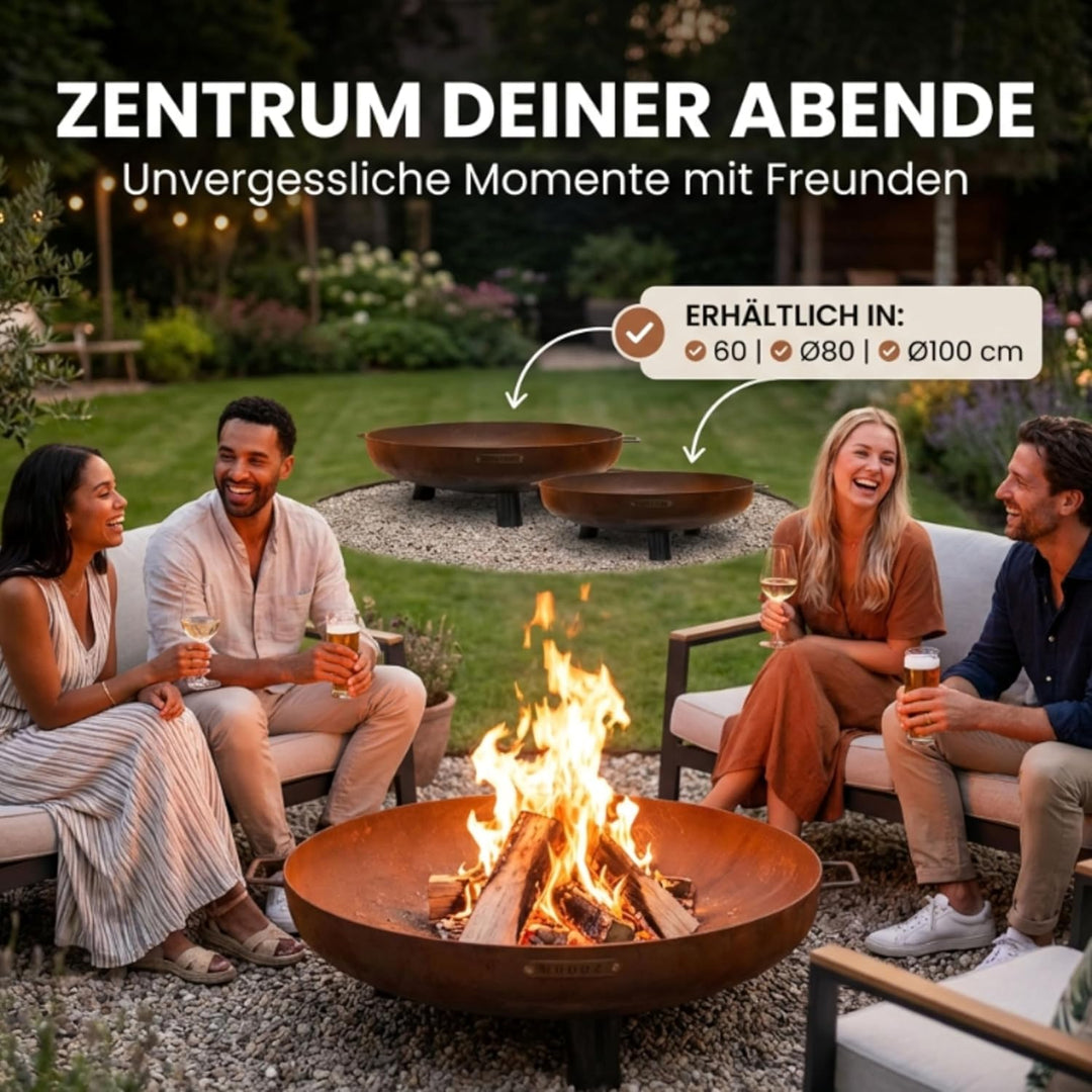 Moodz Feuerschale 80cm - Feuerschalen für den Garten - Feuerstelle Outdoor & Feuertonne - Feuerschal