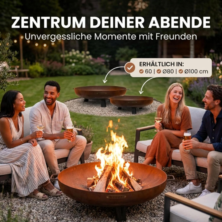 Moodz Feuerschale 60cm - Feuerschalen für den Garten - Feuerstelle Outdoor & Feuertonne - Feuerschal