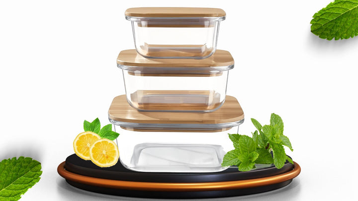 PZASupply Meal Prep Glas Lebensmittel Frischhaltedosen 3er Set - Umweltfreundliche Aufschnittbox Gla