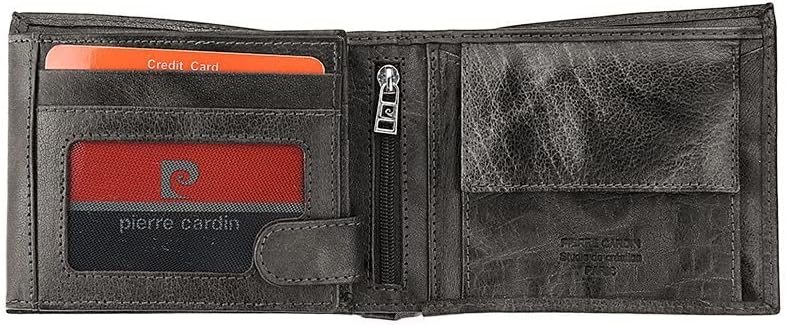 Pierre Cardin Geldbeutel Herren - Elegante Portemonnaie Herren Echtes Leder mit Geldscheinfach 10 Ka