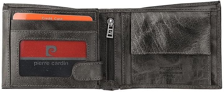 Pierre Cardin Geldbeutel Herren - Elegante Portemonnaie Herren Echtes Leder mit Geldscheinfach 10 Ka