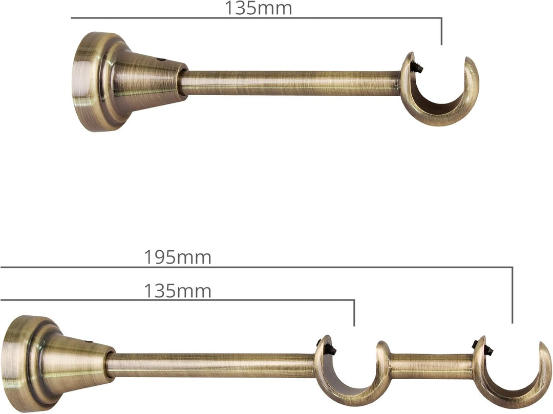 ROLLMAXXX Gardinenstange Vorhangstange 19mm 1-läufig Messing Design Metall (Rullo, 240 cm) 240 cm (2
