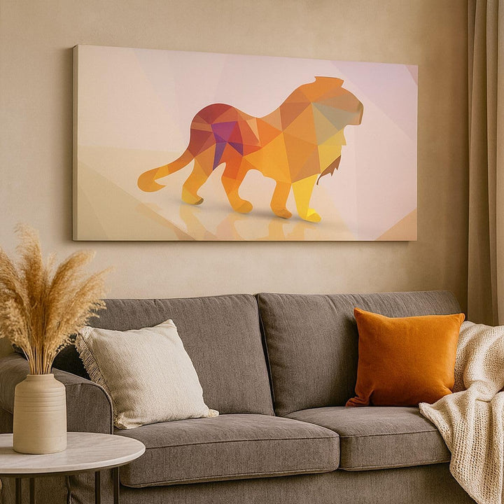 Wandbilder Dekoration Wohnzimmer Löwe Illustration modern Panorama Bilder auf Leinwand 120x50cm Lein