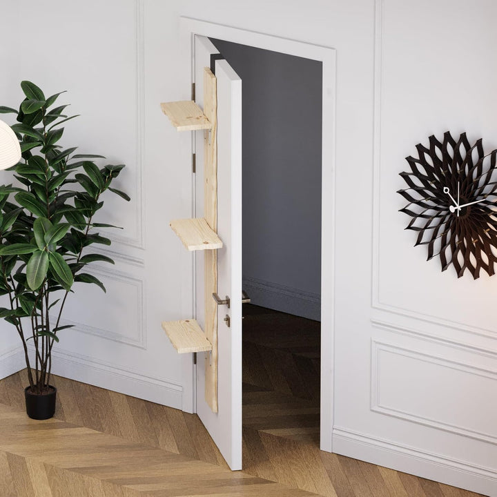 QLS Katzenleiter aus Kiefernholz Katzentreppe Türmontage 3 Stufen 180 cm DEKO