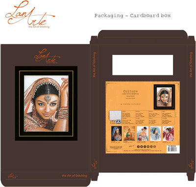 Lanarte Zählmusterpackung Indische Frau Kreuzstichpackung, Baumwolle, Mehrfarbig, 39 x 49 x 0.3 cm