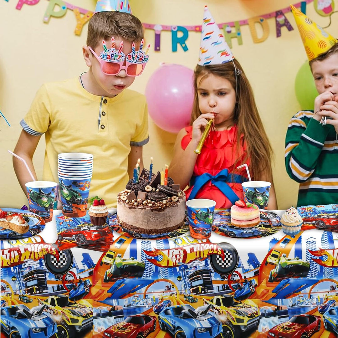 Rennauto Partygeschirr Set- Autos Pappteller Kindergeburtstag Deko Cars Partygeschirr Set Wheels Geb