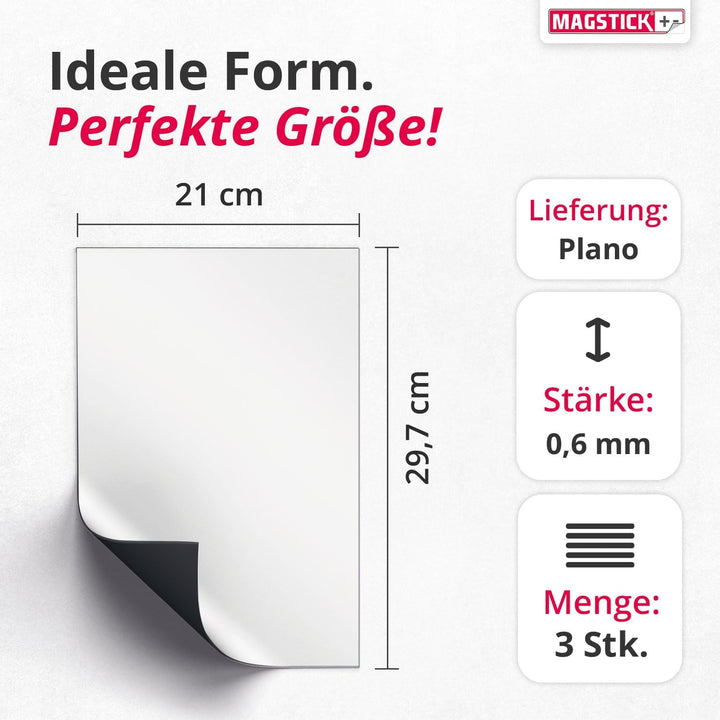 3er Set Ferrofolie Whiteboard-Folie selbstklebend I DIN A4 I flexibel beschreibbar abwischbar I Haft