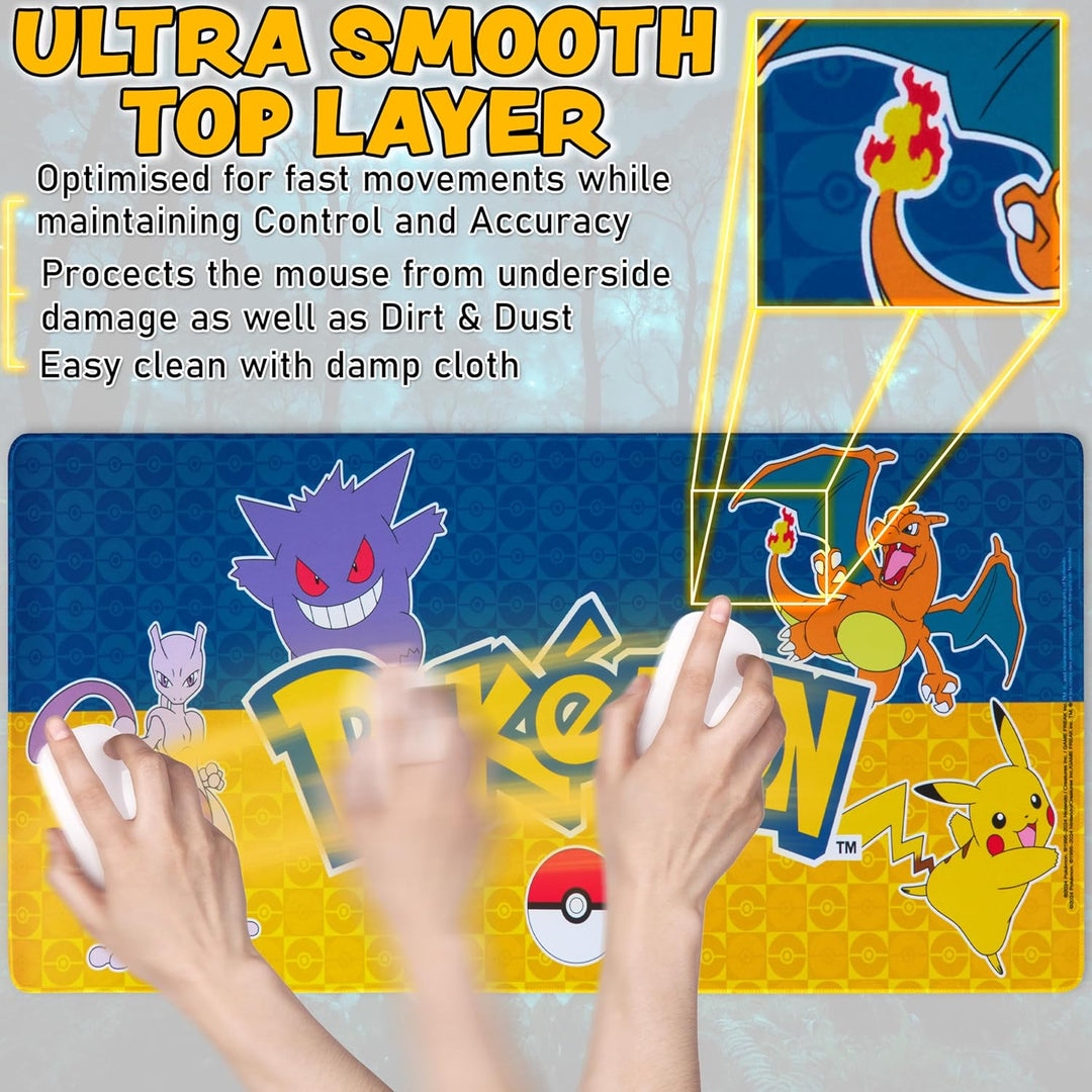 Pokemon Mauspad XXL 80x35 cm Schreibtischunterlage Gross Cooles Pikachu Mousepad Gaming rutschfest S