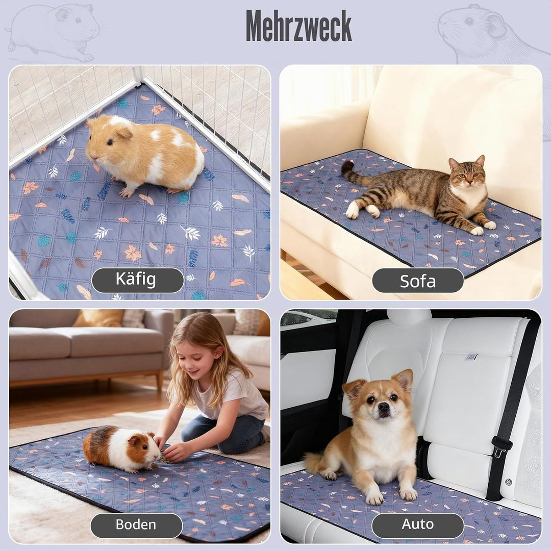 2 Stück PIPI Pads 142x70cm für Meerschweinchen, wasserdichte &amp; rutschfeste Unterlage mit 4 Lagen, su