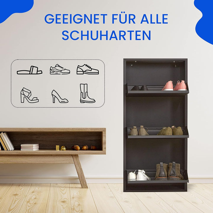 VEEHAUS Schuhregal Hoch Schuhkipper mit Magnetische Abdeckung Metall Montiert Schuhschrank Schmal un