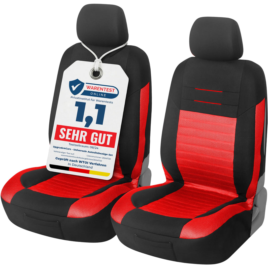 Upgrade4cars Autositzbezüge Vordersitze Rot Schwarz | Autositzbezug Set Universal | Autoschonbezüge