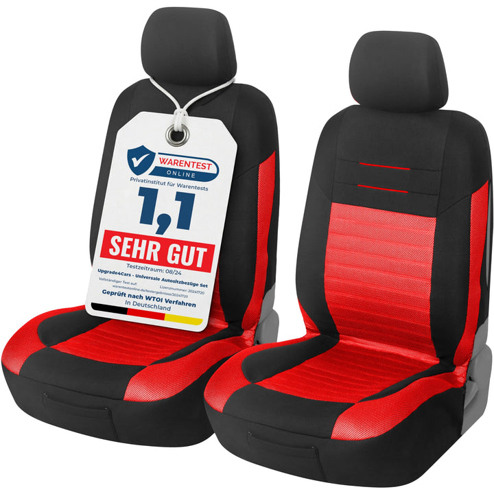 Upgrade4cars Autositzbezüge Vordersitze Rot Schwarz | Autositzbezug Set Universal | Autoschonbezüge