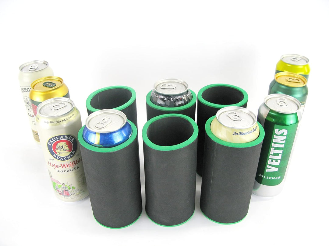 6er Set Getränkekühler 0,5l Dose schwarz - Bierkühler - Neoprenkühler - passgenau ~Dosenkühler~ für