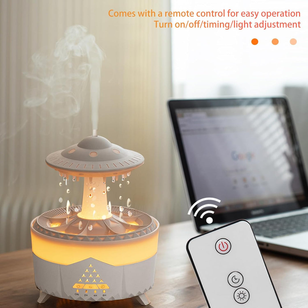 Regenwolken Luftbefeuchter und Diffusor,Luftbefeuchter mit Fernbedienung,7 Farben LED Aromatherapie
