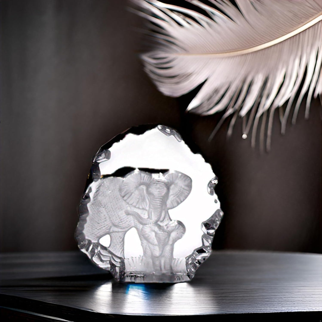 Kaltner Präsente Geschenkidee - Glas Aufsteller Figur Skulptur Elefant mit Elefantenbaby