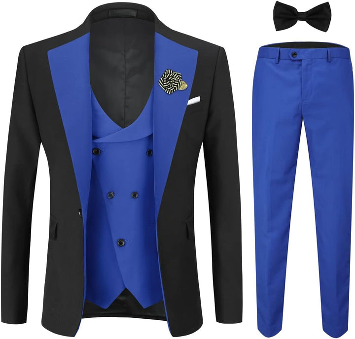 Sliktaa Herren 3 Teilig Anzüge Regular Fit Jacke Weste Hosenanzug für Business Sakko Hose Elastisch