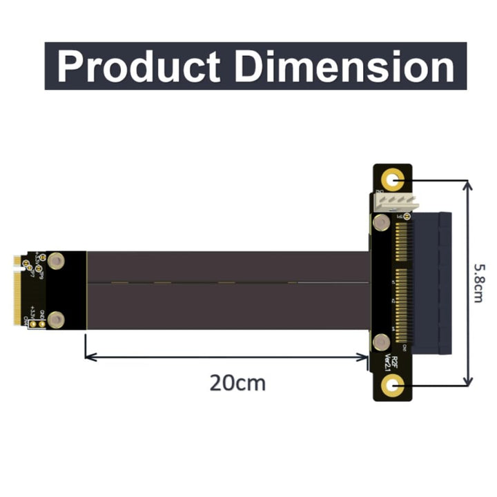 M.2 NGFF NVMe M Key to PCIE 3.0 4X Extension Cable Extender Riser Cable, Black, Straight to Straight