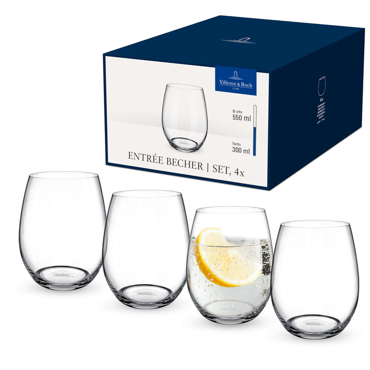 Villeroy & Boch - Entrée Wasserglas 4er Set, 480 ml, Kristallglas, Klar