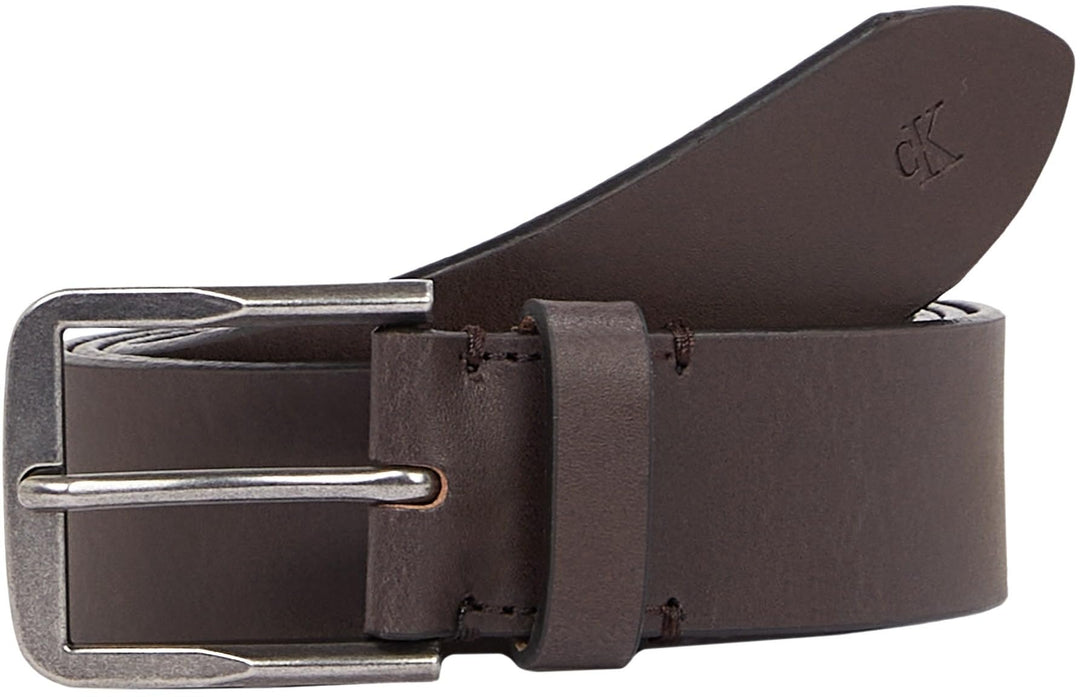 Calvin Klein Herren Gürtel Classic Flat aus Leder 105 Brown (Bitter Brown/Antique Silver), 105 Brown