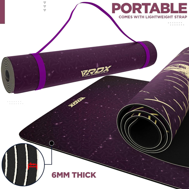 RDX Yogamatte PU 6mm Rutschfest Gymnastikmatte Pilatesmatte REACH RoHS Konform 6P Gummi Übungsmatte