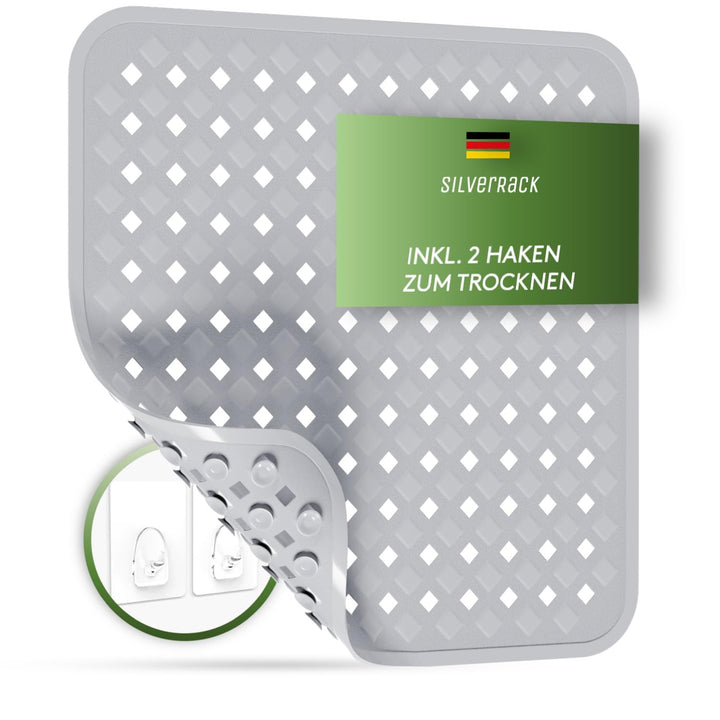 SilverRack Duschmatte rutschfest 53x53 cm (Grau) - Duschmatte rutschfest BPA-frei für Kinder - Badew