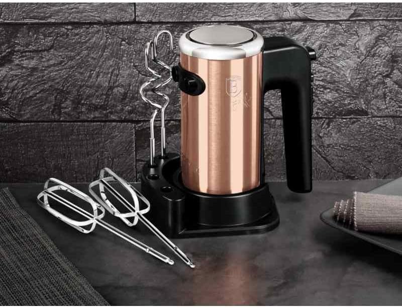 Berlinger Haus Handmixer mit Zubehör 300 W Rosegold Metallic Linie - Leistungsstarker Rührer für Kuc